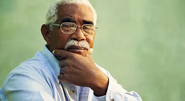 Senior with macular degeneration