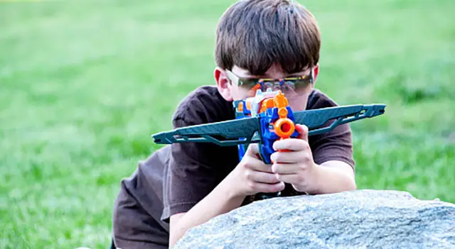boy with nerf gun